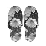 Monochrome Daisy Flower Print Slippers