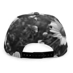 Monochrome Daisy Flower Print Snapback Cap