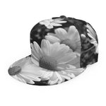 Monochrome Daisy Flower Print Snapback Cap