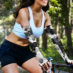 Monochrome Daisy Flower Print Sun Protection Arm Sleeves