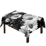 Monochrome Daisy Flower Print Tablecloth