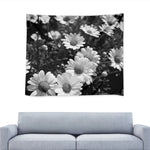 Monochrome Daisy Flower Print Tapestry