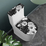 Monochrome Daisy Flower Print Toilet Lid And Tank Cover Set