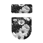 Monochrome Daisy Flower Print Toilet Lid And Tank Cover Set