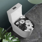 Monochrome Daisy Flower Print Toilet Lid Cover