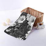 Monochrome Daisy Flower Print Towel