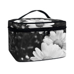 Monochrome Daisy Flower Print Travel Makeup Bag