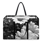 Monochrome Daisy Flower Print Utility Tote Bag