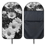 Monochrome Daisy Flower Print Waterproof Car Seat Cover