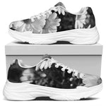 Monochrome Daisy Flower Print White Chunky Shoes