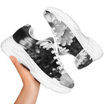 Monochrome Daisy Flower Print White Chunky Shoes