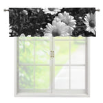 Monochrome Daisy Flower Print Window Valance