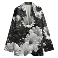 Monochrome Daisy Flower Print Women's Blazer