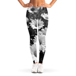 Monochrome Daisy Flower Print Women's Leggings