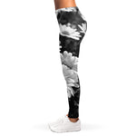 Monochrome Daisy Flower Print Women's Leggings