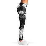 Monochrome Daisy Flower Print Women's Leggings