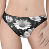 Monochrome Daisy Flower Print Women's Thong