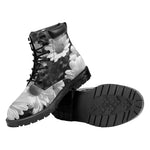 Monochrome Daisy Flower Print Work Boots