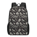 Monochrome Dinosaur Fossil Pattern Print 17 Inch Backpack