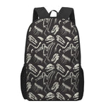 Monochrome Dinosaur Fossil Pattern Print 17 Inch Backpack