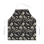 Monochrome Dinosaur Fossil Pattern Print Adjustable Apron