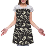Monochrome Dinosaur Fossil Pattern Print Adjustable Apron