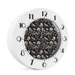 Monochrome Dinosaur Fossil Pattern Print Alarm Clock