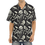 Monochrome Dinosaur Fossil Pattern Print Aloha Shirt