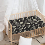 Monochrome Dinosaur Fossil Pattern Print Baby Crib Sheet