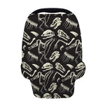 Monochrome Dinosaur Fossil Pattern Print Baby Seat Cover