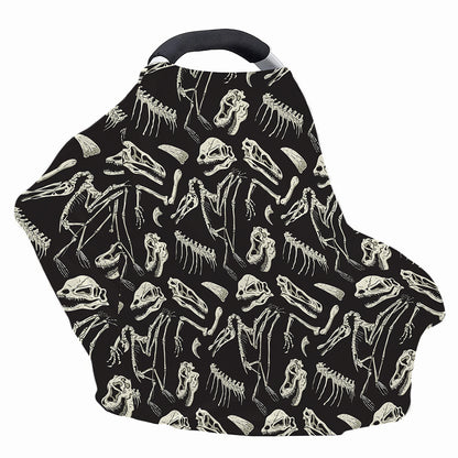 Monochrome Dinosaur Fossil Pattern Print Baby Seat Cover