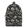 Monochrome Dinosaur Fossil Pattern Print School Backpack