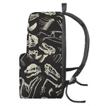 Monochrome Dinosaur Fossil Pattern Print Backpack
