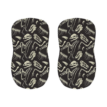 Monochrome Dinosaur Fossil Pattern Print Bar Stool Covers