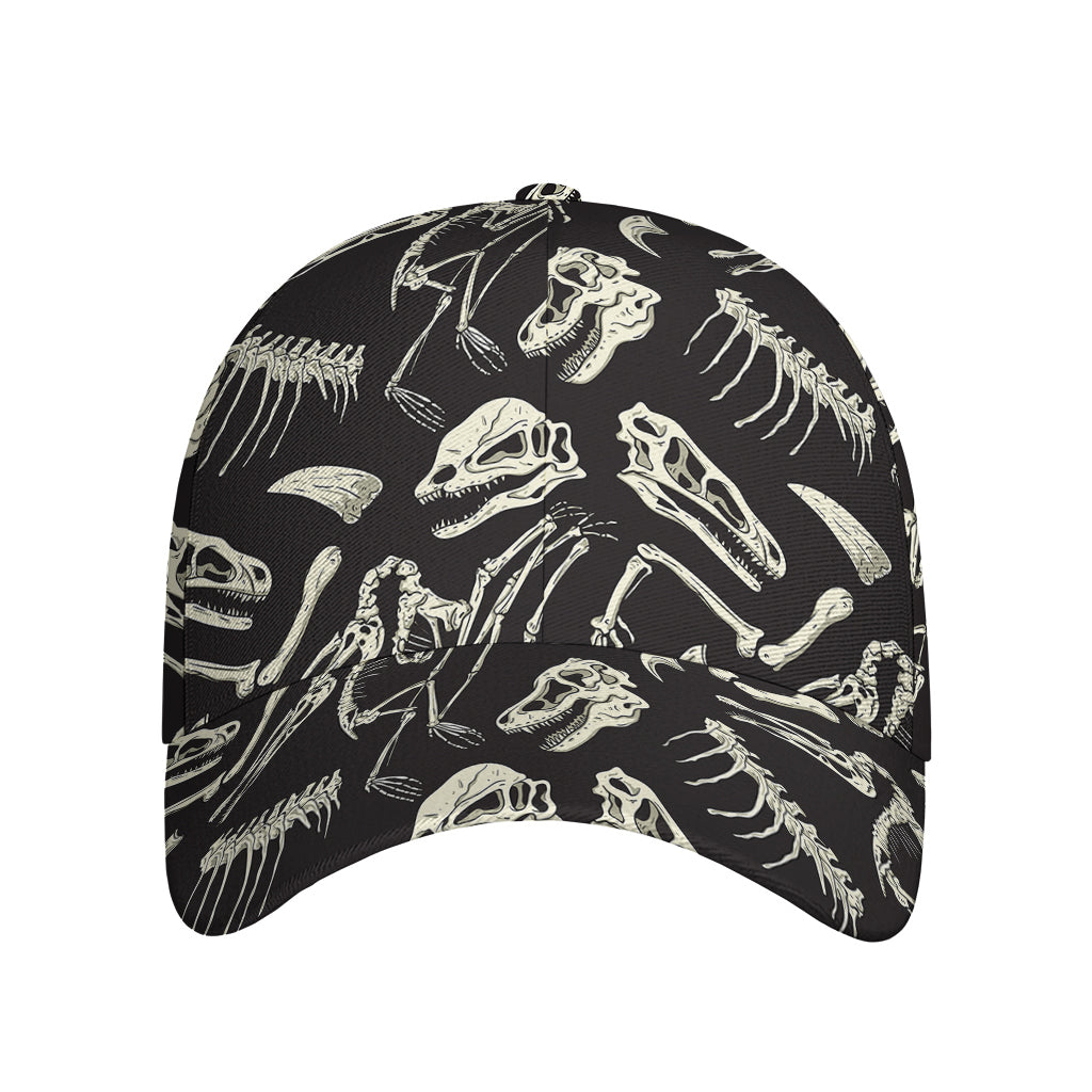 Monochrome Dinosaur Fossil Pattern Print Baseball Cap
