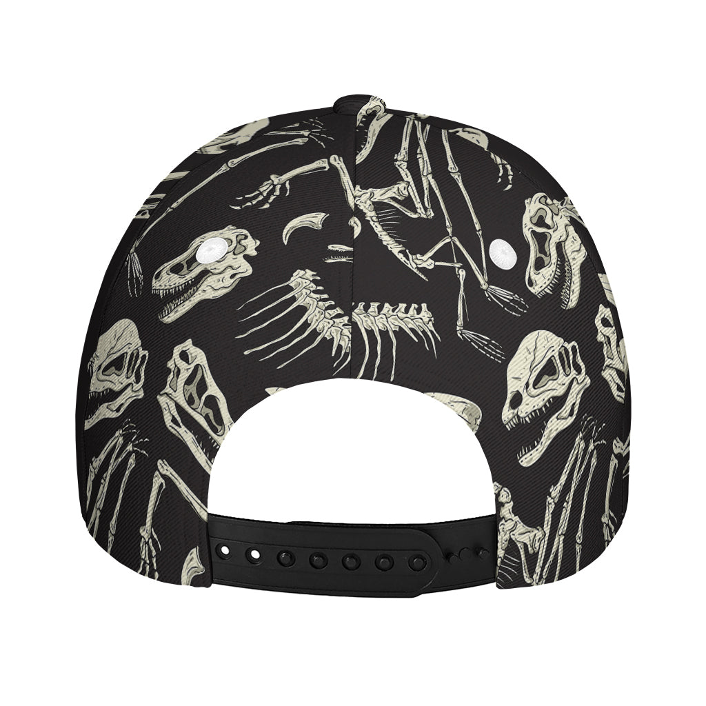 Monochrome Dinosaur Fossil Pattern Print Baseball Cap