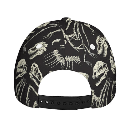 Monochrome Dinosaur Fossil Pattern Print Baseball Cap