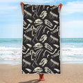 Monochrome Dinosaur Fossil Pattern Print Beach Towel