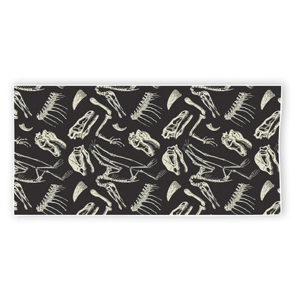Monochrome Dinosaur Fossil Pattern Print Beach Towel