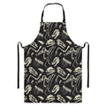 Monochrome Dinosaur Fossil Pattern Print Bib Apron With Pocket