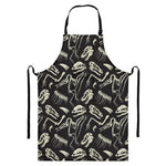 Monochrome Dinosaur Fossil Pattern Print Bib Apron With Pocket