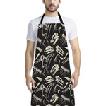 Monochrome Dinosaur Fossil Pattern Print Bib Apron With Pocket