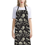 Monochrome Dinosaur Fossil Pattern Print Bib Apron With Pocket