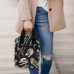 Monochrome Dinosaur Fossil Pattern Print Bible Tote Bag