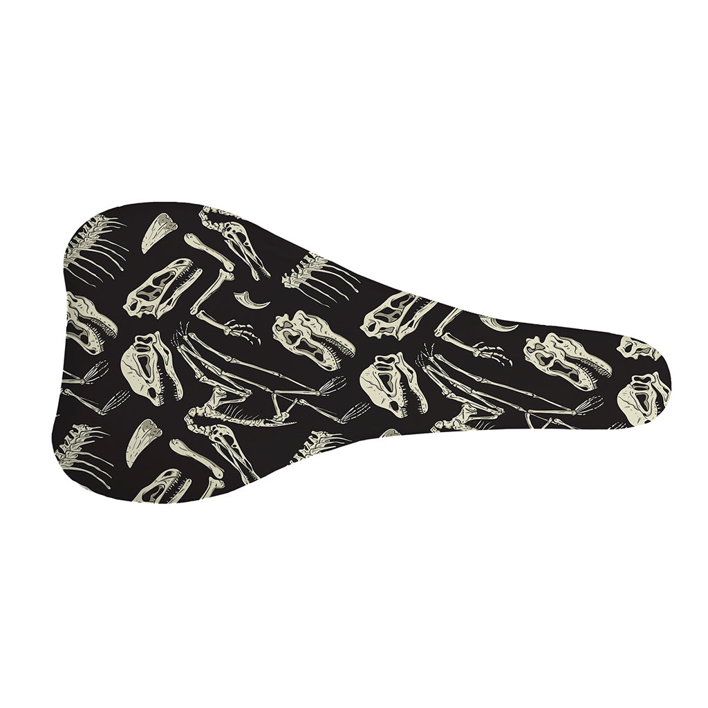Monochrome Dinosaur Fossil Pattern Print Bicycle Seat Cover