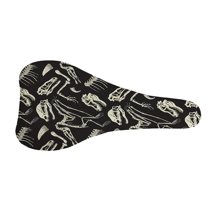 Monochrome Dinosaur Fossil Pattern Print Bicycle Seat Cover