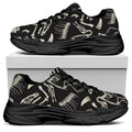 Monochrome Dinosaur Fossil Pattern Print Black Chunky Shoes