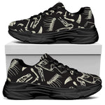 Monochrome Dinosaur Fossil Pattern Print Black Chunky Shoes