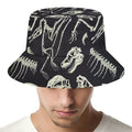 Monochrome Dinosaur Fossil Pattern Print Bucket Hat