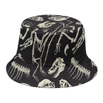 Monochrome Dinosaur Fossil Pattern Print Bucket Hat